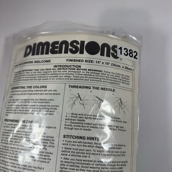 Dimensions Needlepoint Kit—Patchwork Welcome #2346 vintage 1986 Opened - Picture 7 of 8
